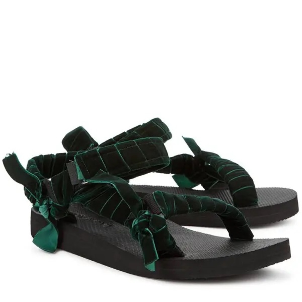 Arizona Love Trekky Green Velvet Trimmed Sandals - Size 39/US8.5